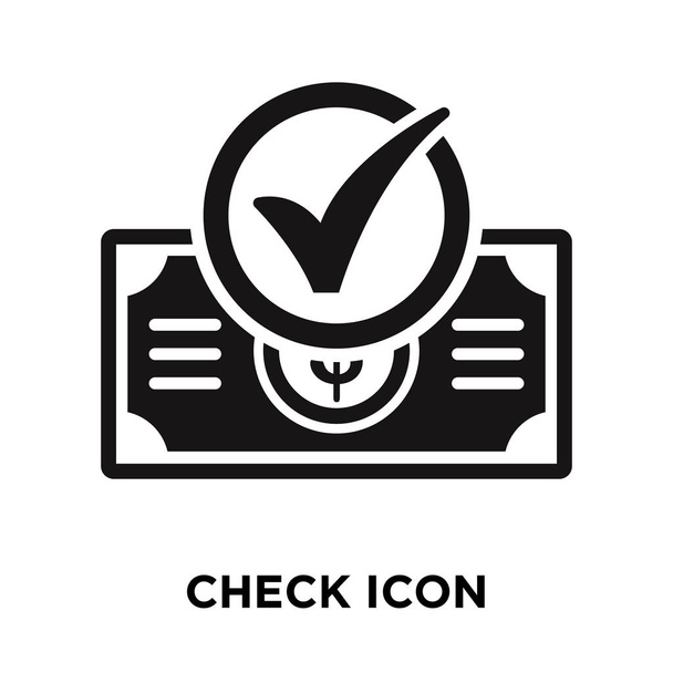 Check icon vector isolated on white background, logo concept of Check sign on transparent background, filled black symbol - Vector, Image