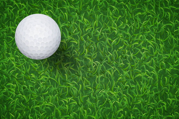Golfball auf grünem Gras Textur Hintergrund. Vektorillustration. - Vektor, Bild