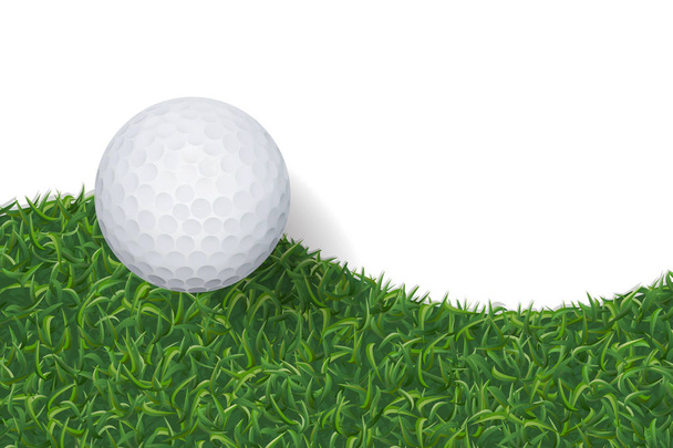 Golfový míček a pozadí zelené trávy s oblastí pro kopie prostoru. Vektorové ilustrace. - Vektor, obrázek