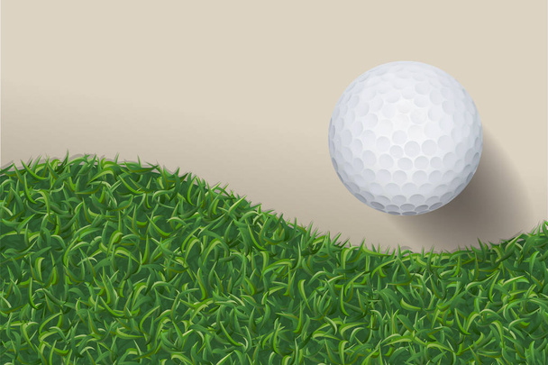 Golfball mit grünem Gras Hintergrund. Vektorillustration. - Vektor, Bild
