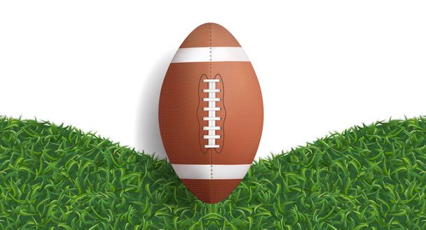 Американский футбольный мяч с зеленой текстурой травы фона. Векторная иллюстрация
. - Вектор,изображение