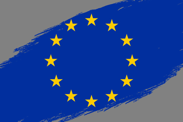 Brush stroke background with Grunge styled flag of European Union - Vector, imagen