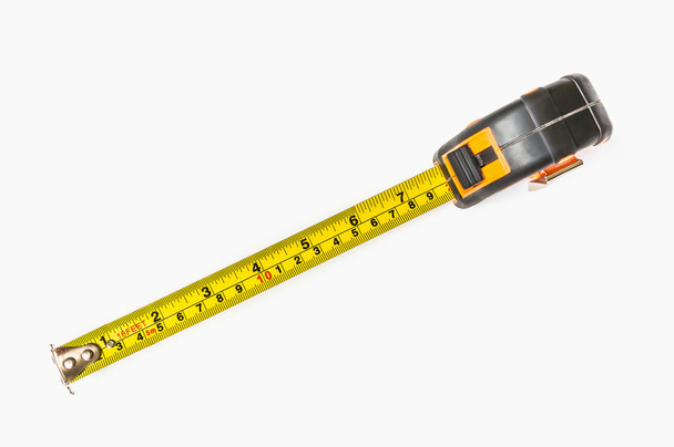Top view of tape measure isolated on white background - Photo, Image