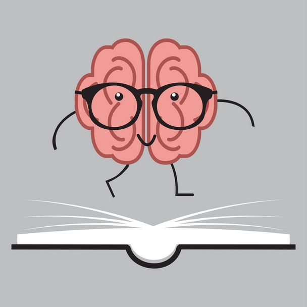 Cérebro com óculos e livro, design de vetor humano
 - Vetor, Imagem