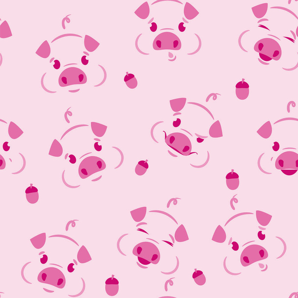 Vektorbild. nahtloses Muster eines Schweins auf rosa Hintergrund. - Vektor, Bild