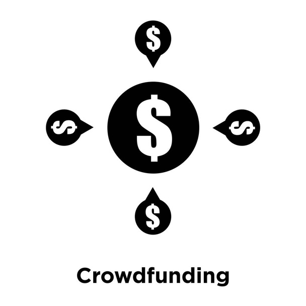 Beyaz arka plan, logo şeffaf arka plan, Crowdfunding işareti kavramı üzerinde izole Crowdfunding simge vektör siyah sembol dolu - Vektör, Görsel
