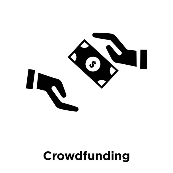 Crowdfunding-Symbolvektor isoliert auf weißem Hintergrund, Logo-Konzept des Crowdfunding-Schildes auf transparentem Hintergrund, gefülltes schwarzes Symbol - Vektor, Bild