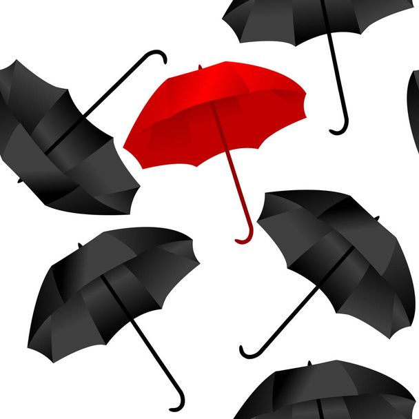 Opened red and black umbrellas on white background - Vector, imagen