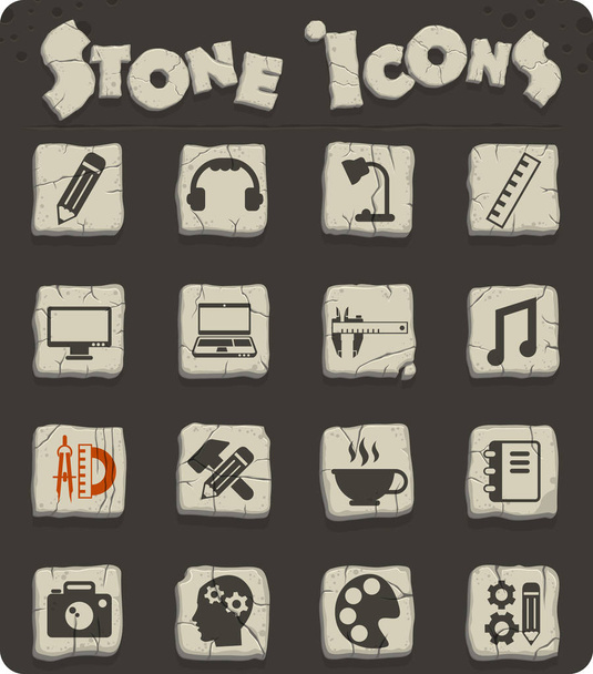 creative process stone icon set - Vettoriali, immagini