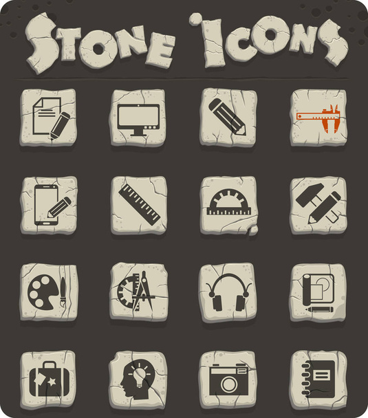 creative process stone icon set - Vettoriali, immagini
