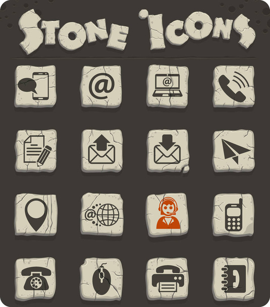 contact us stone icon set - Vector, Image