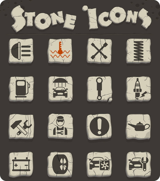 car service stone icon set - Вектор,изображение