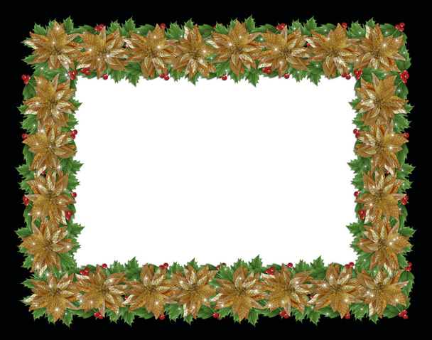 Різдвяний святковий кордон Холлі золото
 - Фото, зображення