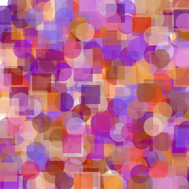 Abstract minimalist brown orange violet illustration with circles squares useful as a background - Photo, Image