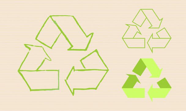 vector set of green recycling icons - Vector, Image