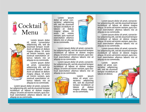 Cocktail discount voucher for cafe or restaurant. Modern style with hand drawn elements. Vector alcohol illustration - Wektor, obraz