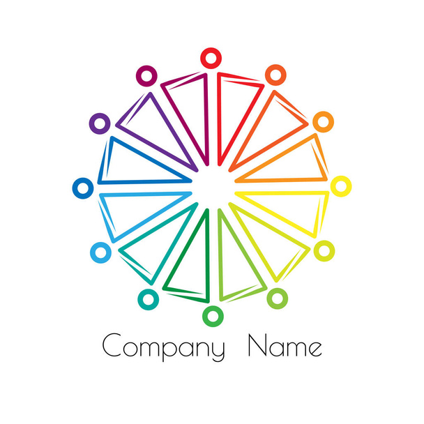 regenboog logo sociaal-culturele betrekkingen en gelijkheid. mensen staan in een cirkel die hand in hand.  - Foto, afbeelding