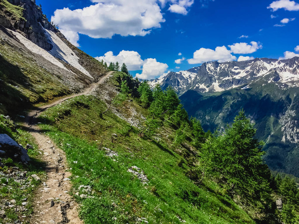 Beautiful mountain landscape with fresh green grass - Fotografie, Obrázek