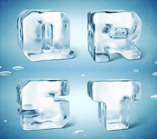 parlak donmuş buz küp harflerin 3D render - Fotoğraf, Görsel