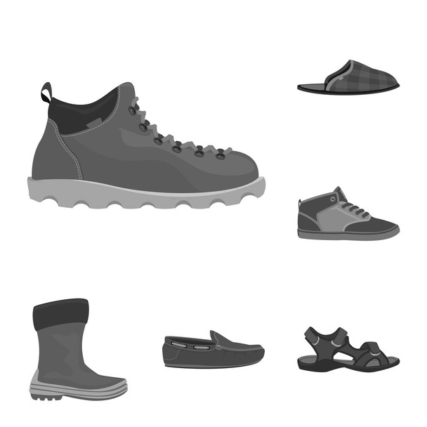 Vector design of man and foot symbol. Collection of man and wear stock symbol for web. - Vector, Imagen