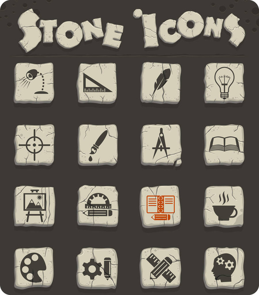 creative process stone icon set - Vektör, Görsel