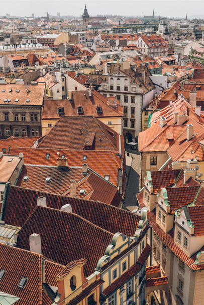 aerial view of beautiful old buildings and rooftops in prague, czech republic - Photo, Image