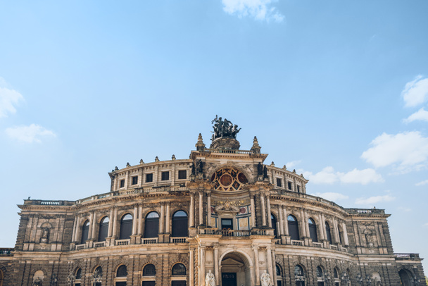 low angle view of beautiful architecture of Semperoper opera house in Dresden, Germany - Photo, Image