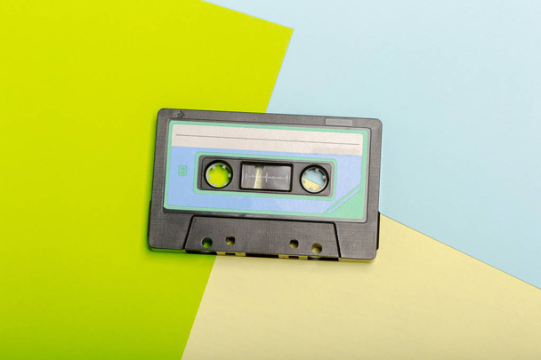 Old Cassette tape on bright simple background - Fotoğraf, Görsel