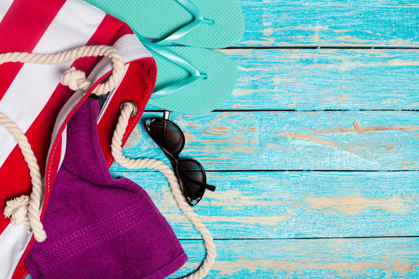 Summer holiday background with beach items - 写真・画像