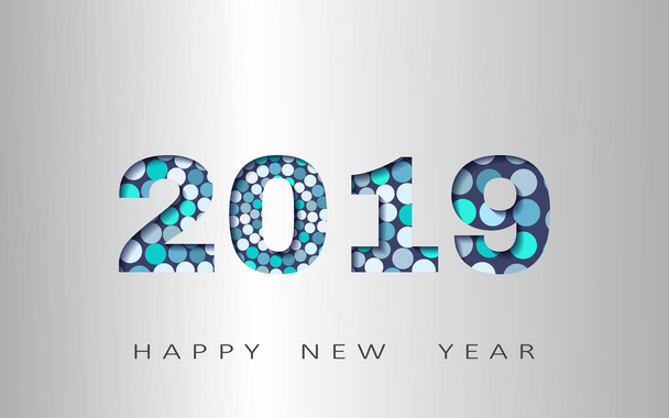 feliz ano novo, design abstrato 3d, 2019 ilustração vetorial
 - Vetor, Imagem