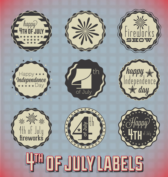 Vector Set: Vintage Fourth of July Labels and Icons - Διάνυσμα, εικόνα