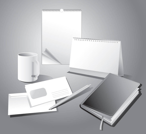Corporate templates and calendar on a gray background. - Vektori, kuva