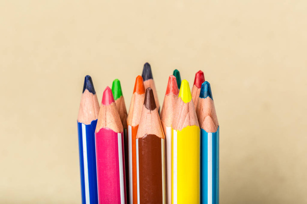 Close up view of multicolored pencils - Foto, afbeelding