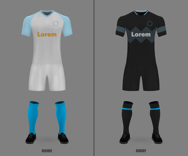 футбол kit Марсель 2018-19, сорочка шаблон для футбол Джерсі. Векторні ілюстрації - Вектор, зображення
