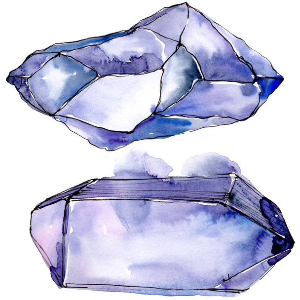 Diamant coloré bijoux en pierre minérale. Élément d'illustration isolé. Géométrique quartz polygone cristal pierre forme mosaïque améthyste gemme
. - Photo, image