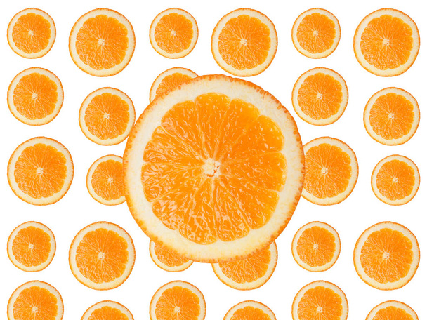 Citrus background, slice of orange close-up - Foto, imagen