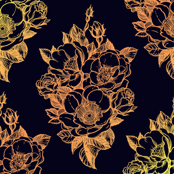 Vector seamless pattern with peony flowers. - Vektor, Bild