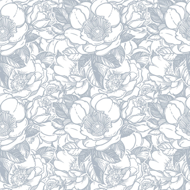 Vector seamless pattern with peony flowers. - Vector, afbeelding