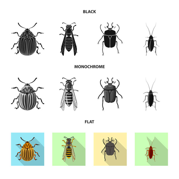 Ilustracja wektorowa owadów i mucha znak. Kolekcja owadów i element ikona wektor na magazynie. - Wektor, obraz