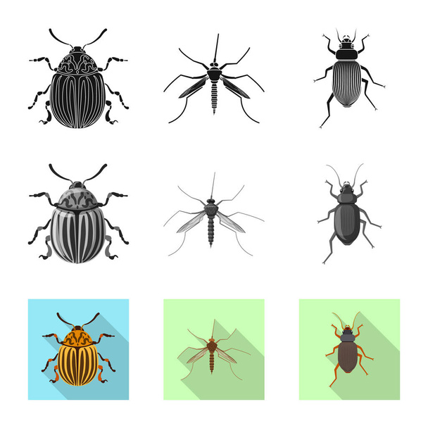 Objeto aislado de insecto e ícono de mosca. Conjunto de icono de vector de insectos y elementos para stock
. - Vector, imagen