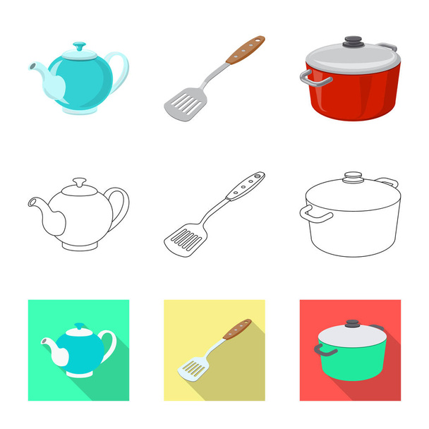 Konyha és a szakács logó vektoros illusztráció. A konyha és a készülék vektor ikon készlet készlet. - Vektor, kép