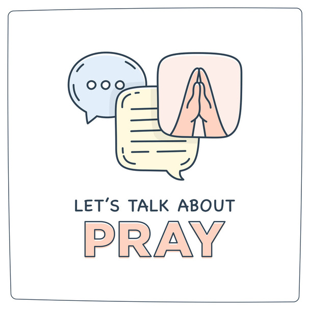 Lassen Sie uns über Gebetskritzel Illustration Dialog Sprechblasen mit Symbol sprechen. - Vektor, Bild