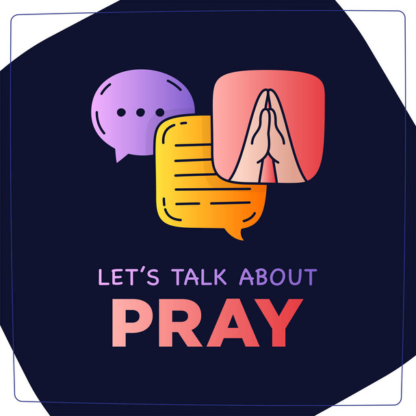 Vamos falar sobre rezar doodle ilustração diálogo bolhas de fala com ícone
. - Vetor, Imagem