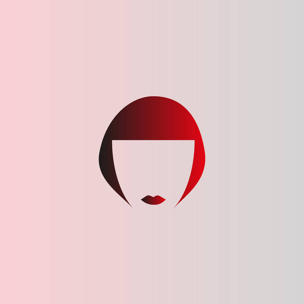 icono vectorial minimalista de la cabeza femenina con peinado corto
 - Vector, Imagen