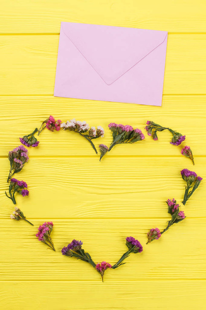 Heart shape flowers and post mail. - Photo, Image
