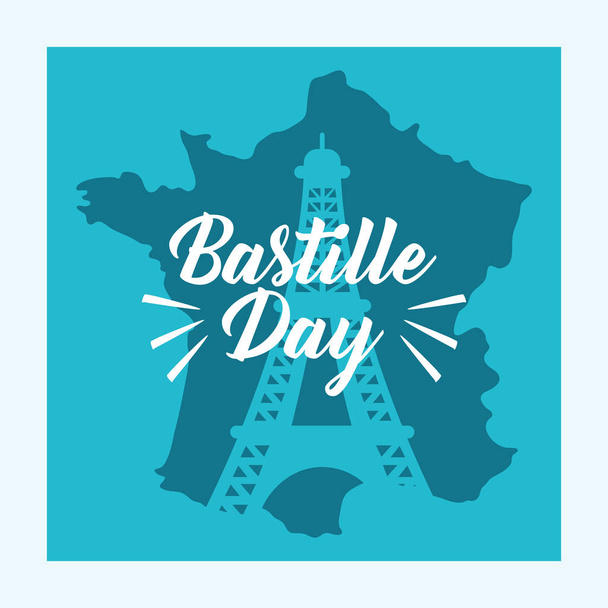 carta giorno bastille celebrazione con mappa
 - Vettoriali, immagini