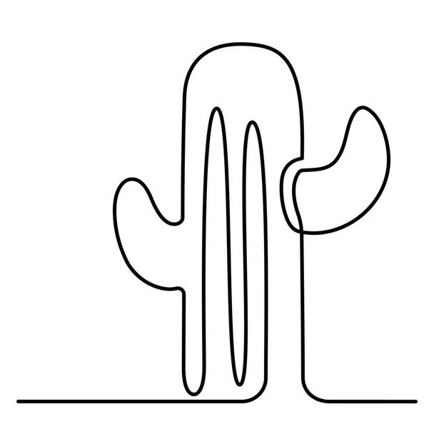 kontinuierliche Linienzeichnung von Vektor niedlichen Kakteen schwarz-weiß skizzieren Hauspflanzen isoliert auf weißem Hintergrund. Topfkakteen eine Linie handgezeichnete Illustration - Vektor, Bild