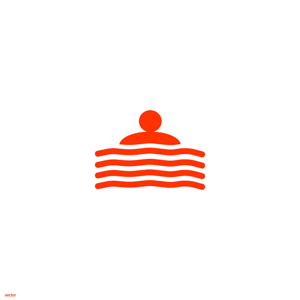 αρσενικό avatar κολύμπι στη θάλασσα κύματα επίπεδη στυλ εικονίδιο, εικονογράφηση διάνυσμα   - Διάνυσμα, εικόνα