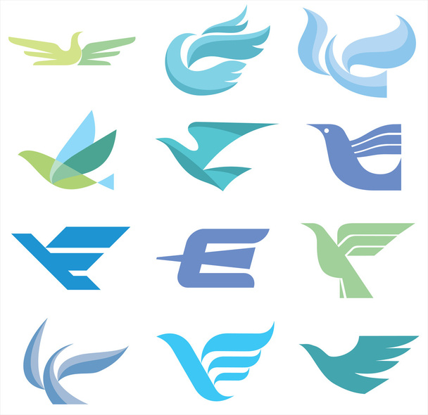 Aves - 12 Sinais do logotipo
 - Vetor, Imagem