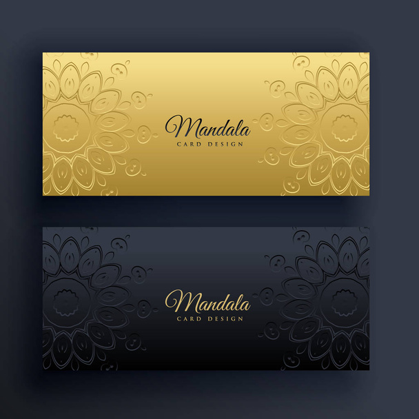 elegant gold and black mandala banners - Vettoriali, immagini